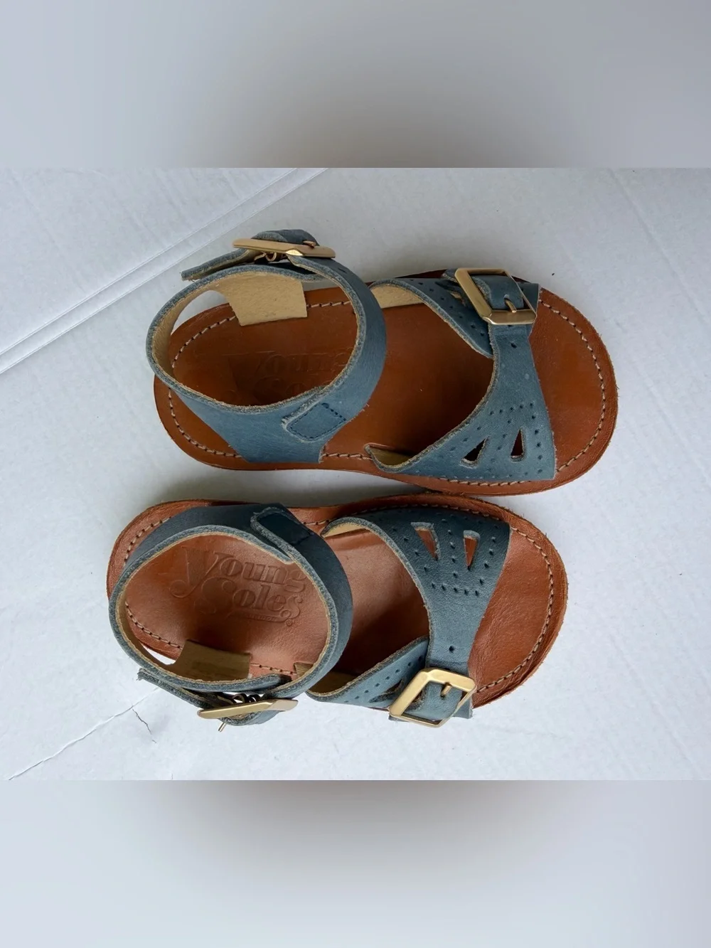 Young Soles Pearl Sandal Ocean Blue Leather Unisex Sandals | EU 23 US 7